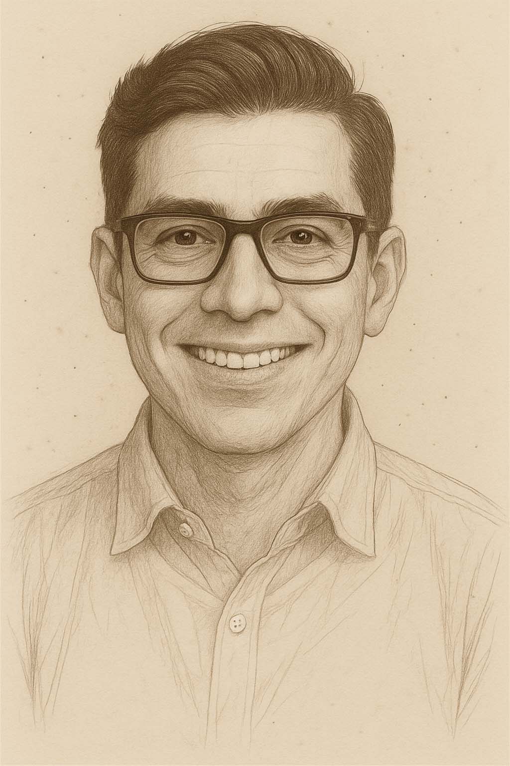 Retrato digital de un hombre adulto con rasgos mexicanos, el cual fue usado como referencia para crear una escultura para decorar la fachada de Valparaíso Servicios Funerarios.