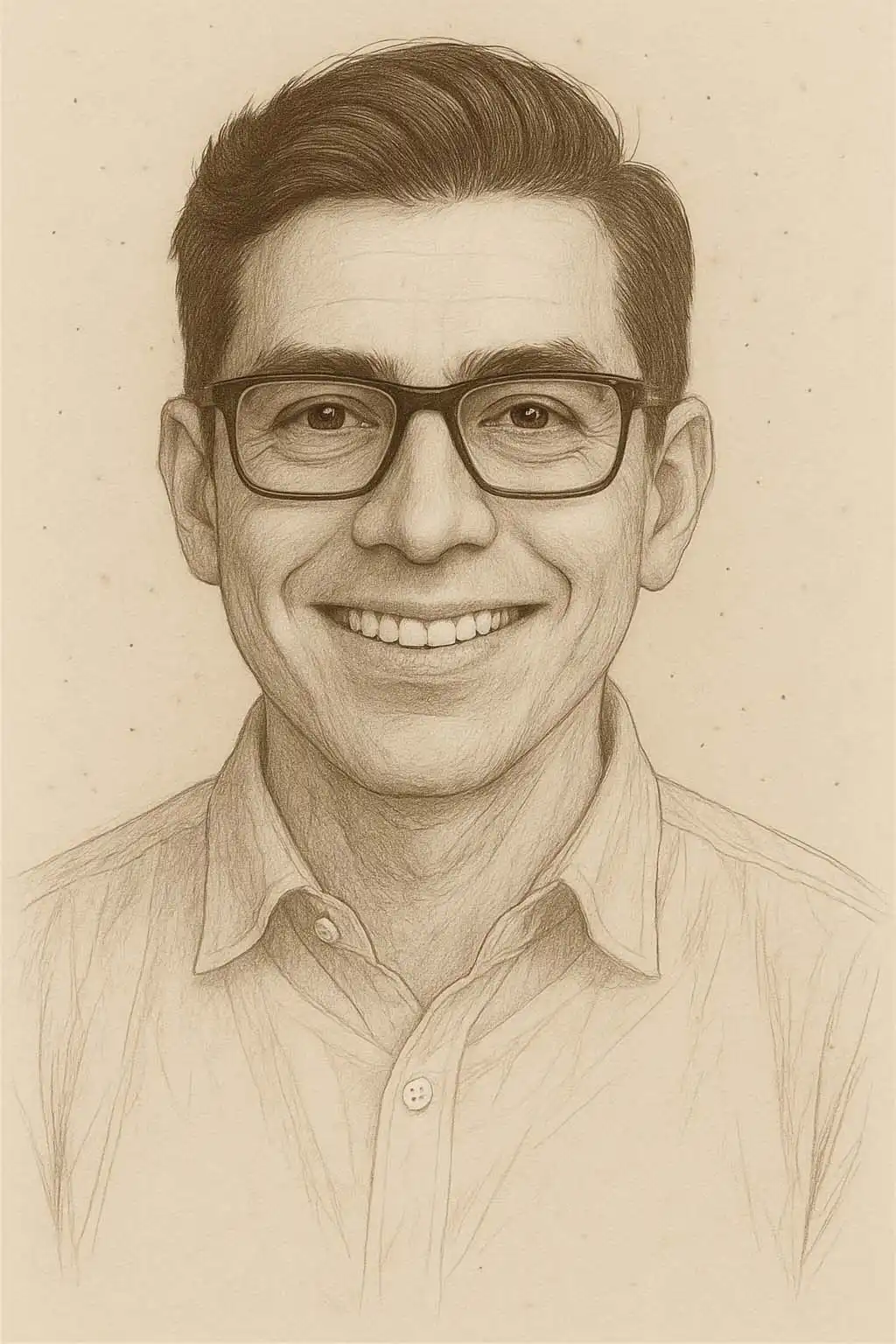 Retrato digital de un hombre adulto con rasgos mexicanos, el cual fue usado como referencia para crear una escultura para decorar la fachada de Valparaíso Servicios Funerarios.