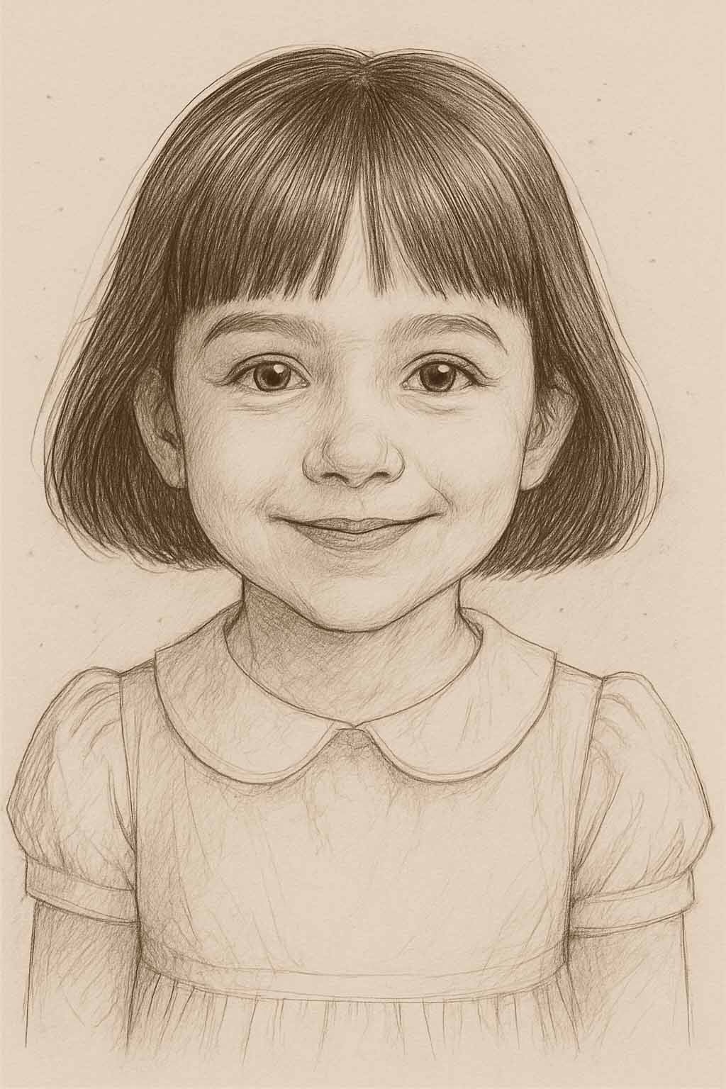 Retrato digital de una niña con rasgos mexicanos, la cual fue usada como referencia para crear una escultura para decorar la fachada de Valparaíso Servicios Funerarios.