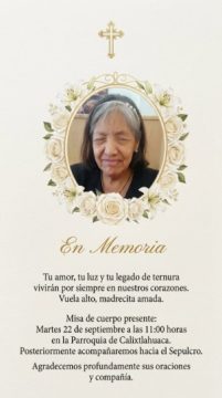 Imágenes para rendir homenaje a persona finada, estas pueden variar en su contenido.